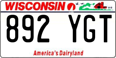 WI license plate 892YGT