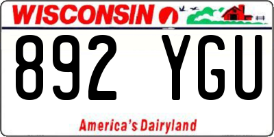 WI license plate 892YGU