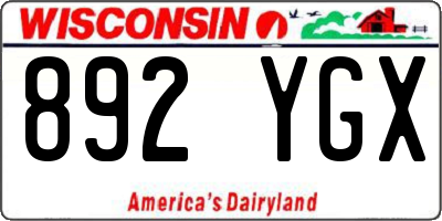 WI license plate 892YGX
