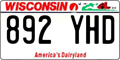 WI license plate 892YHD