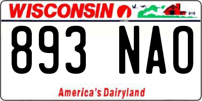 WI license plate 893NAO