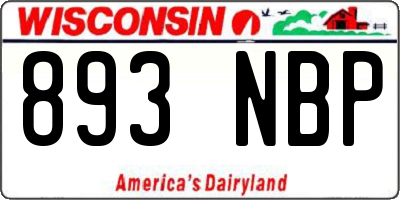WI license plate 893NBP