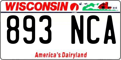 WI license plate 893NCA