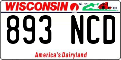 WI license plate 893NCD