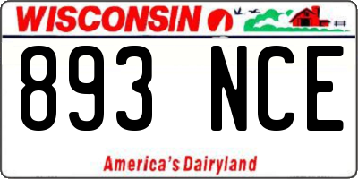 WI license plate 893NCE
