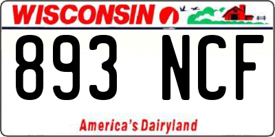 WI license plate 893NCF