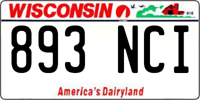 WI license plate 893NCI