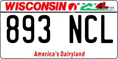 WI license plate 893NCL
