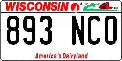 WI license plate 893NCO