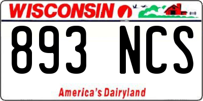 WI license plate 893NCS