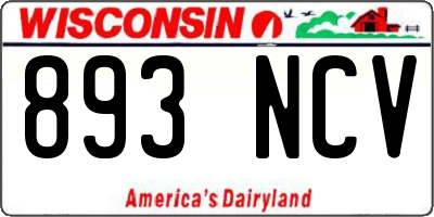 WI license plate 893NCV