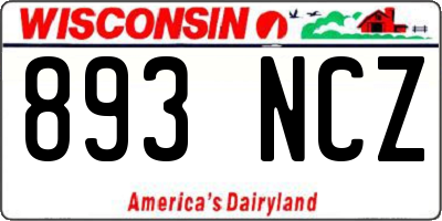 WI license plate 893NCZ