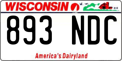 WI license plate 893NDC