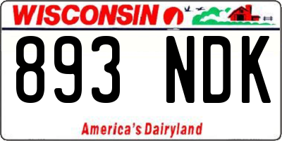 WI license plate 893NDK