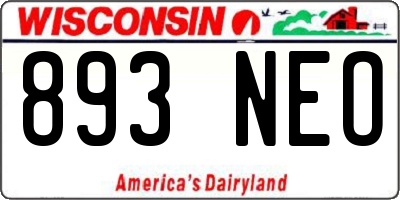 WI license plate 893NEO