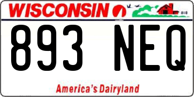 WI license plate 893NEQ