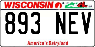WI license plate 893NEV