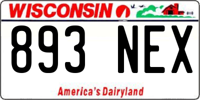 WI license plate 893NEX