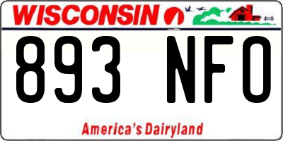WI license plate 893NFO