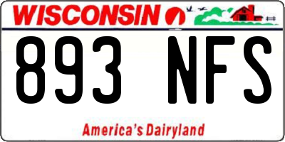 WI license plate 893NFS