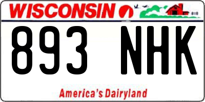 WI license plate 893NHK