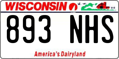 WI license plate 893NHS