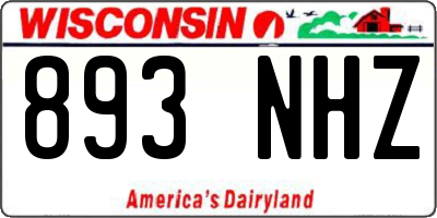 WI license plate 893NHZ