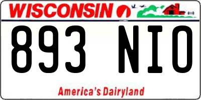 WI license plate 893NIO
