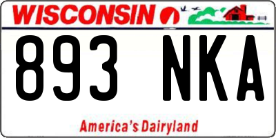 WI license plate 893NKA