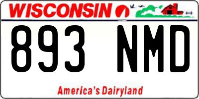 WI license plate 893NMD