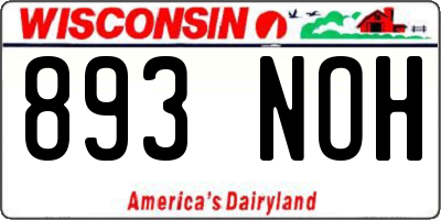 WI license plate 893NOH