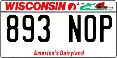 WI license plate 893NOP