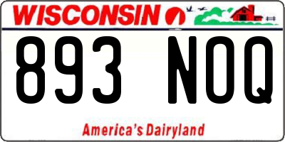 WI license plate 893NOQ