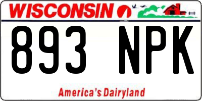 WI license plate 893NPK