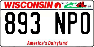 WI license plate 893NPO
