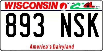 WI license plate 893NSK
