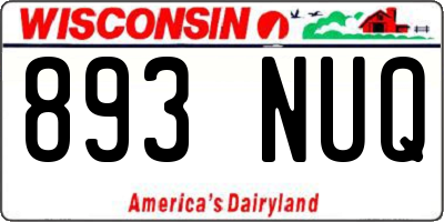 WI license plate 893NUQ