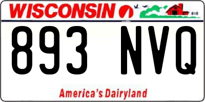 WI license plate 893NVQ