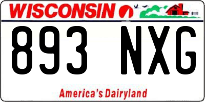 WI license plate 893NXG