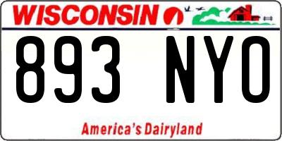 WI license plate 893NYO