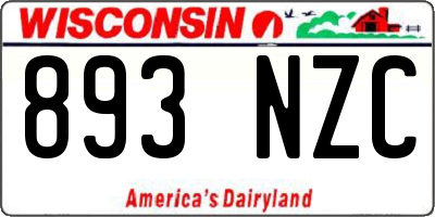 WI license plate 893NZC