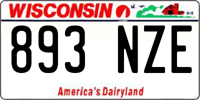 WI license plate 893NZE