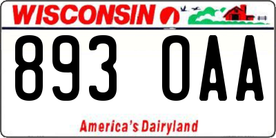 WI license plate 893OAA