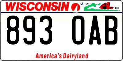 WI license plate 893OAB