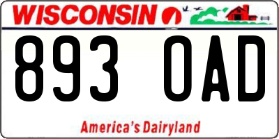 WI license plate 893OAD