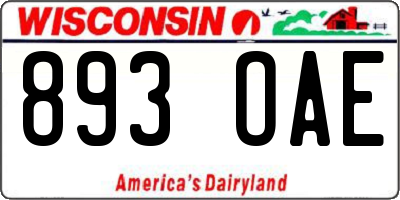 WI license plate 893OAE