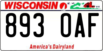 WI license plate 893OAF