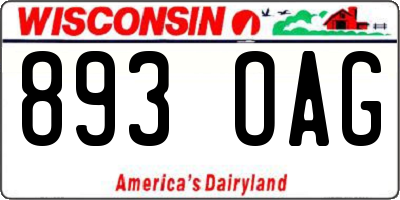 WI license plate 893OAG