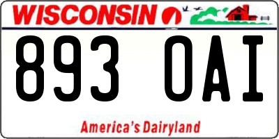 WI license plate 893OAI