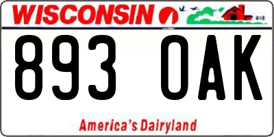WI license plate 893OAK